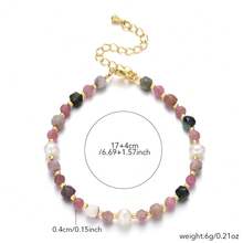 1pc Casual Elegant Natural Stone Burmese Jade Faceted Cube, Amazonite Faceted Round Beads & Pearl Adjustable Bracelet, Suitable For Women Daily Wear, Birthday, Valentine's Day Gift