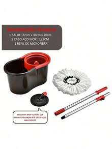 Rotating Mop 360° Adjustable Mop Bucket With Wheels And Handle Squeegee General Cleaning Multipurpose - Màu be - Xem 2