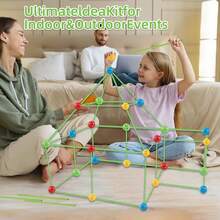 Zestaw do samodzielnego budowania fortecy dla dzieci, klocki konstrukcyjne, zabawki do samodzielnego tworzenia przestrzeni, konstrukcja zamku do myślenia przestrzennego, kreatywny zestaw namiotów fortecznych do użytku wewnątrz i na zewnątrz - Wielokolorowe - Zobacz 3