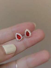 BALMORA 2 Pieces Of Vintage Elegant S925 Sterling Silver Water Droplet Zirconia Earrings For Women To Friend As A Party Or Birthday Gift