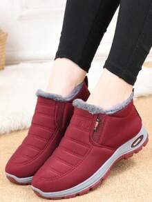 Women's Warm Fleece-Lined Winter Ankle Boots Slip-On Casual Shoes