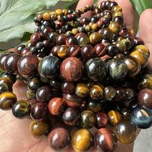 15 英寸 4/6/8/10 毫米天然石圆珠、紫水晶/虎眼石/黑曜石/玫瑰石英和其他天然材料，用于脉轮疗愈和 DIY 珠宝制作、手链、项链和工艺品 - 彩色 - 查看 54