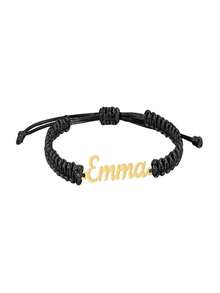 Personalized Couple Name Bracelet, Unique Jewelry, Adjustable Stainless Steel Name Plate Bracelet, Friendship Gift, Handmade Woven Couple Bracelet, Minimalist Design, Durable Woven Strap, Perfect For Valentine's Day, Romantic Gift - Multicolor - View 9