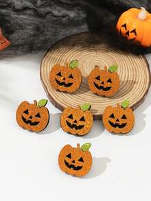 6 件可爱有趣的万圣节南瓜发夹，适合节日服装 - 彩色 - 查看 2
