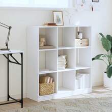Libreria Larryhot bianca 102x32x108 cm in legno ingegnerizzato, resistente e durevole, facile da montare, stile decorativo, adattA, Per riporre soprammobili, statuette, libri, piccoli oggetti, ecc. - Bianco - Visualizzare 3