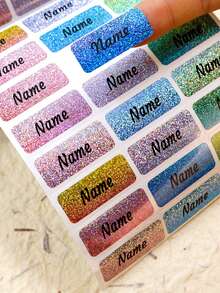 50/100/500pcs Customized Shiny Name Label Stickers, Personalized Stickers, Name Stickers, Kids Stickers, Customized Water Bottle Stickers, Daycare Labels, Customizable Birthday Gifts, Stationery Stickers, Camping Labels - Multicolor - View 4