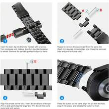 1条银黑色快拆金属表带，兼容三星Galaxy Watch 7、Galaxy Watch 6（6 Classic 47mm/43mm）、5/4（44mm/40mm）、FE/5 Pro（45mm）、4 Classic（46mm/42mm），不锈钢材质，男女通用，20mm - 黑色 - 查看 5