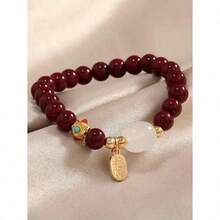1Pc Red  Nafu  Chinese Style'Na Fu 'Pendant Beaded Bracelet, Lucky Couple And Festival Gifts - Đỏ - Xem 6