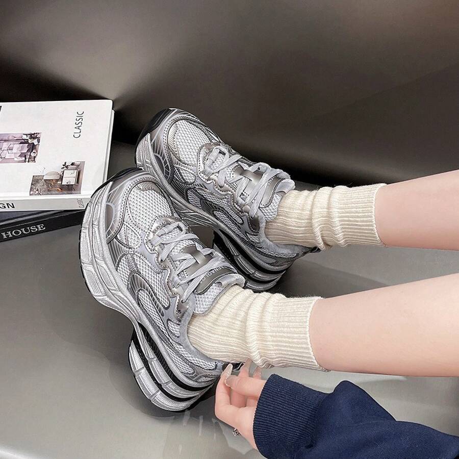 Women Chunky Shoes - Grey - View 1