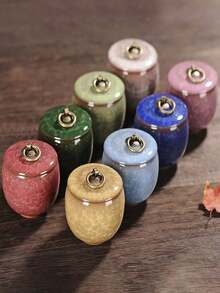 New Pet Cremation Urn Box, Crackle Glaze Ceramic Sealed Jar For Dog/Cat Ashes, Teeth, Hair Memorial Collection - 彩色 - 查看 9
