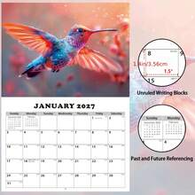 2026-2027 Butterfly Wall Calendar - 13-Month Coated Paper Calendar With Vibrant Butterfly And Floral Designs, 11.3x8.3 Inches, Weekly And Monthly Views, Hanging Hole, English Language, Suitable For Home, Office Or Classroom Organization, Butterfly Decor
