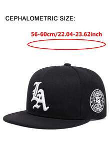 2025 Simple And Creative New Flat Brimmed Hat LA Letter Side Earth Embroidery Outdoor Leisure Sports Sunshade Hat Men's Street Pop Hip Hop Hat Street Dance Fashion Skateboard Hat Women's Daily Life Casual Wear Decorative Hat Adjustable Baseball Hat
