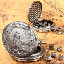 Creative Dragon Head Border And Standing Dragon Pattern Pocket Watch Case With Mini Dice -  Role-Playing Game Accessory, Metal Toy For Tabletop Gaming, Tabletop Gaming Accessory | Dramatic Design | Durable Gaming Gear,  Accessories - Multicolor - View 5