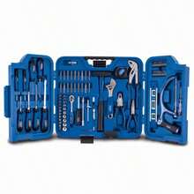 Scheppach TB99 Tool Box Filled 90Piece Tool Set Workshop Case Equipped with Wrench Hammer Pliers Screwdriver Tool Box Foldable for Workshop and Household