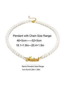 Dây chuyền tên tùy chỉnh, Dây chuyền ngọc trai phong cách Bohemian cá nhân hóa dành cho nữ, Mặt dây chuyền tên thủ công bằng thép không gỉ màu vàng, Trang sức dự tiệc, Quà tặng gia đình, Trang phục hàng ngày, Giáng sinh, Năm mới, Lễ Tạ ơn Quà tặng thanh lịch - Vàng mờ đôi - Xem 3