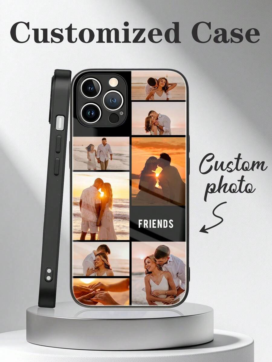 Customized Transparent Anti-Drop Thick Personalized Multi-Photo Phone Case Protective Cover, Customized Text/Signature/Letter Design, Suitable For A12, A13, A14, A55, A54, A52, A73, S23, S24 Ultra, A15/ 11, 12, 13, 14, 15, 16 Pro Max - Multicolor - View 1