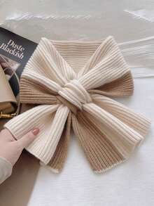 1pc Minimalist Solid Color Knitted Warm Scarf, Suitable For Daily, Outdoor, Commute, Campus, Street, Park Wear, Fashionable & Elegant Accessory For Women In Autumn/Winter For Dress - Burgundy - View 14