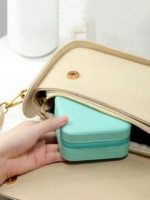 1pc Travel Accessory Box, Portable Waterproof Jewelry Box, Exquisite Jewelry Box, Small And Compact Travel Jewelry Box, Storage Box, Rings, Earrings, Necklaces, Suitable For Daily Jewelry Storage Or Travel Accessories, Summer Storage Organizer Gift For Women And Girls For Women Storage Organizer Travel Essentials Back To School Dormitory Storage