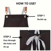 [Durable Apron] Multi-Pocket Apron | 1pc | Polyester Blend | Adjustable Strap | Coffee Bars, Restaurants | Stylish Workwear | Durable - Màu cà phê - Xem 10