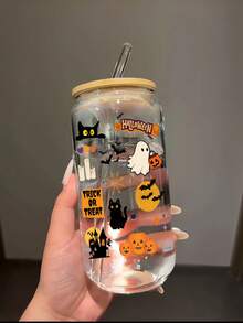 1 szt. wielokrotnego użytku kubek ze słomką do kawy, napojów gazowanych i napojów mrożonych – najlepszy wybór na prezent na Halloween