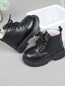 儿童靴，新款秋冬款，男童英伦风时尚踝靴，女童踝靴，时尚款 - 黑色 - 查看 3