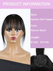 Hair Toppers For Women Real Human Hair Pieces Human Hair Toppers For Women With Bangs Clip In Bangs Hair Extensions For Daily Wear - Natural & Black - View 3