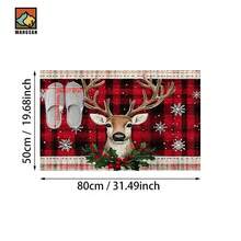 1 pieza Alfombra antideslizante para baño con estampado de renos navideños, hecha de cachemir artificial con decoración esponjosa, adecuada para baños, entradas, cocinas y otras ocasiones. Se puede lavar a máquina, es una decoración festiva y se puede regalar. - Multicolor - Ver 15