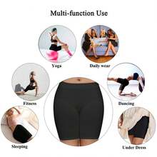 3Pcs High Waist Seamless Boxer Briefs For Women Boyshorts Soft Panties Under The Skirts Casual-Comfy Underwear Anti-Lighting No Rolling Bottoming Shorts Lingerie - 黑色-3件裝 - 查看 4