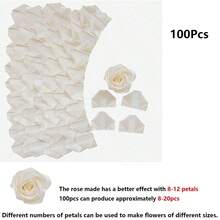 300 Stücke vorgefertigte Satinband-Rosenblätter für selbstgemachte Ewige Rosen, DIY Blumensträuße für immer, Blumen Satinblütenblätter für Hochzeit, Jahrestag, Geburtstag, Muttertag - Milchig weiß - Übersicht 12