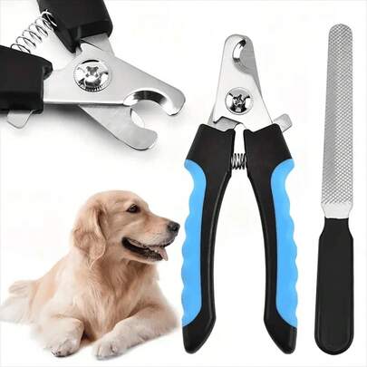 1/2 Pcs Pet Nail Clippers/Trimmers - With Protective Guard To Prevent Over-Trimming, Includes Nail File - Professional Pet Grooming Tool