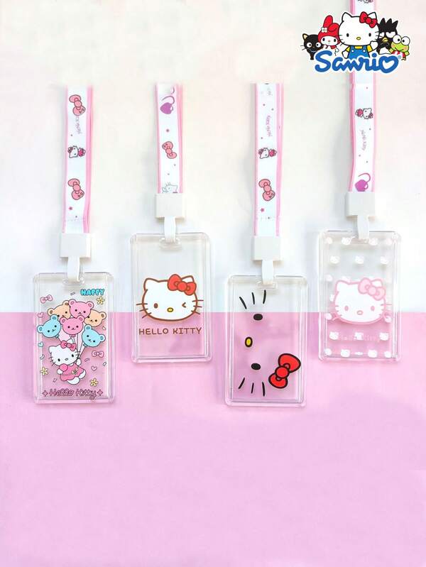 Sanrio 1 pezzo Porta badge ID di Hello Kitty con cordino, custodia per tessera in plastica durevole, con licenza ufficiale, regalo perfetto per i fan, per lavoro, scuola e viaggi