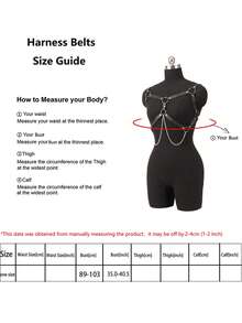 Women's Leather Chest Harness With Chains Fashion Chest Harness Outfit Accessoreis Chest Harness Woman - Black - View 6