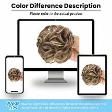 Claw Clip On Messy Bun Hair Piece Synthetic Hair Buns Wavy Curly Chignon Hair Bun Extensions Tousled Updo Hair Buns Claw Clip Ponytail Hairpieces - Brown With Blonde Highlights - Multicolor - View 7