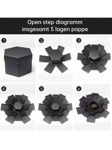 1set Hexagon Exploding Box DIY Photo Album Kit, Handcrafted Surprise Gift Box With Multiple Accessories For All Occasions, Creative Scrapbooking Explosion Memory Box With Layered Panels, Ideal For Birthday, Anniversary, Valentine's Day, Wedding