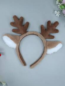 1pc Christmas Snowflake Deer Ear Headband, Cosplay Accessory Faux Fur Ear Headband, Cute Reindeer Antler Headpiece, Christmas Deer Headband (Reference Real Photo 6) - Multicolor - View 5