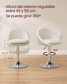 VASAGLE Kitchen Chairs - White - View 4