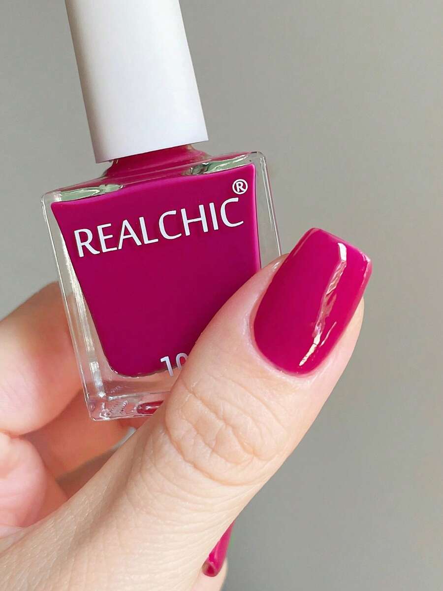 REALCHIC 10ml/Pcs Hot Pink Water Based Nail Polish,Fast Dry,Long Lasting,Peel Off,Manicure Nails Art For Women & Girls,Halloween Gifts - Hot Pink - View 1