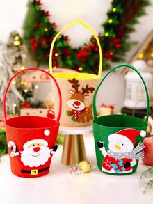 1pc Christmas Storage Baskets Set - Non-Woven Gift Organizer With Handles & Santa Decor, Sturdy Festive Storage For Holiday Decorations, Ornament Storage, Room Decor, Home Decor, Offices Decor, Theme Party Decor, Christmas Decor Christmas Decorations Winter