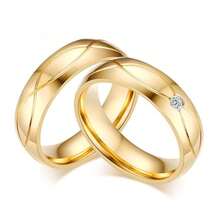 1 pieza Anillo de pareja minimalista con circonita cúbica redonda y rayas, joyería de acero inoxidable, regalo romántico de boda, compromiso, San Valentín o cita, accesorio diario