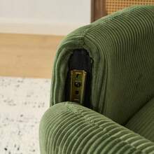 30.3" Wide Modern Barrel Accent Armchair With Track Armrest Solid Wooden Legs Comfy Upholstered Club Chair Round Single Home Sofa For Living Room Bedroom Reading Room Corduroy Green - 燈芯絨綠色 - 查看 7