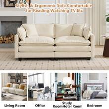 Aoowow Modular Sectional 2 Seater Cloud Sofa Couch For Living Room,78" Loveseat Couch With Deep Seat,Modern Chenille 2 Seat Sofas,Fluffy Small Couches For Bedroom,Small Spaces,Beige - 米色 - 查看 7