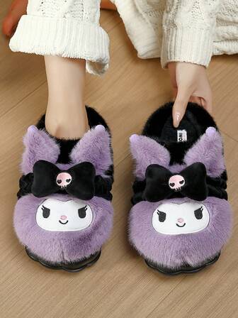  Sanrio 2025联名款毛绒拖鞋 | 圆头防滑保暖室内鞋，适合秋冬季节 | Hello Kitty、My Melody、Kuromi | 热门时尚猫咪拖鞋，女士家居拖鞋，女士冬季拖鞋，女士拖鞋