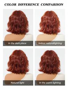 10 Inch Short Wavy Red Wig, Women's Synthetic Deep Red Wig, Suitable For Daily Wear, Perfect For Halloween And Christmas - Red - View 9