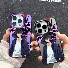 Custodia per telefono di moda anime Solo Leveling Sung Jin-Woo, colore argento, per iPhone 16, 15, 14, 13, 12, 11 Pro Max Plus - Z1 - Visualizzare 4