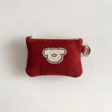 Corduroy Zipper Small Pouch Multipurpose Wallet For Lipstick Earphones And Keys Handwashable Edge Painted Details No Printing Design For Women Wallet Mini Wallet Purse Wallet Coin Wallet