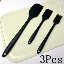 3/6件套硅胶烘焙套装 - 硅胶刮刀、硅胶T形刮刀、硅胶涂抹刷。耐热多用途烘焙套装