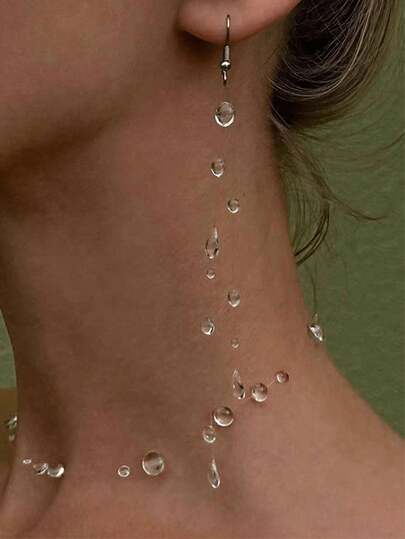 1 par de pendientes colgantes minimalistas transparentes de gota de agua hechos a mano con resina UV, adecuados para mujeres para uso diario, vacaciones, fiestas, regalo