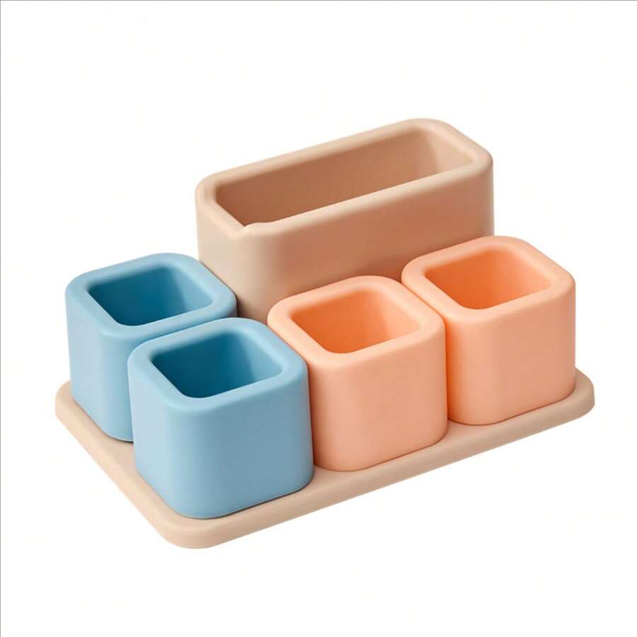 Macaron Color Desktop Stationery Storage Box, Office Desk Organizer Set