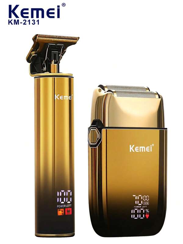 Kemei Ensemble de tondeuse à cheveux professionnelle KM-2131 - Rasoir électrique sans fil et tondeuse pour tête rasée, rasoir pour homme, machine de coupe de cheveux professionnelle de salon, tondeuse à cheveux, convient pour les coupes de cheveux à domicile, en voyage et en salon