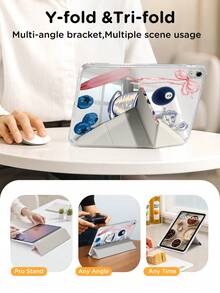 1 Stück Ballerina Mädchen & Schleife Collage Muster beidseitig transparente Acryl Kristall Rückwand stoßfeste Schlaf/Aufwach Tablet Hülle, kompatibel mit iPad/Tablet, kompatibel mit iPad 10. Generation, iPad 10.2/Mini6/Mini7/9.7 Zoll, Tablet Hülle kompatibel mit Samsung Galaxy Tab A9 Plus, tolles Geschenk für Feiertage, modisches und einfaches Muster.